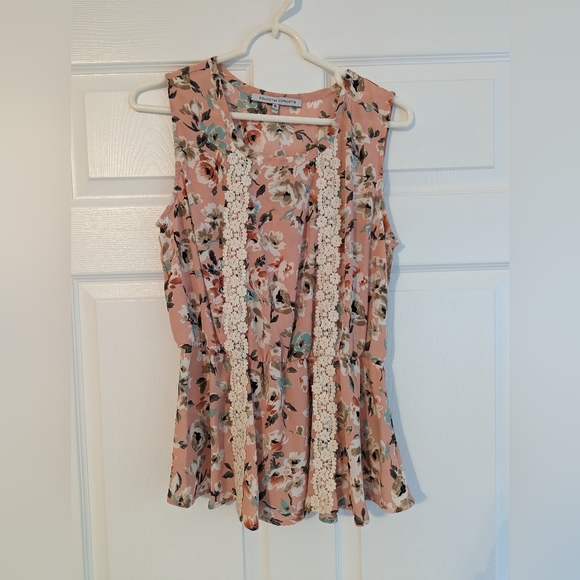 Collective Concepts | Bimini Peplum Blouse | Pink & Cream | M - Picture 2 of 6